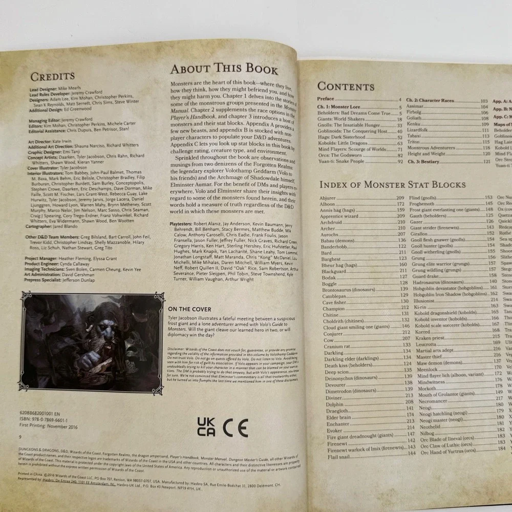 Dungeons & Dragons Volo's Guide to Monsters 5th Edition Hardcover 9780786966011